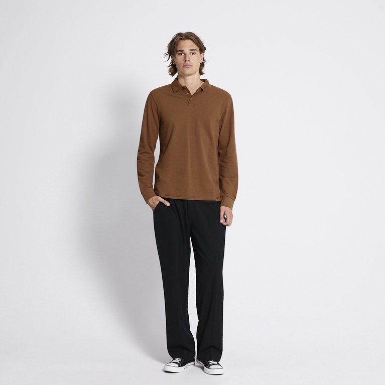 Long sleeve polo shirt "Aiden" Toffee